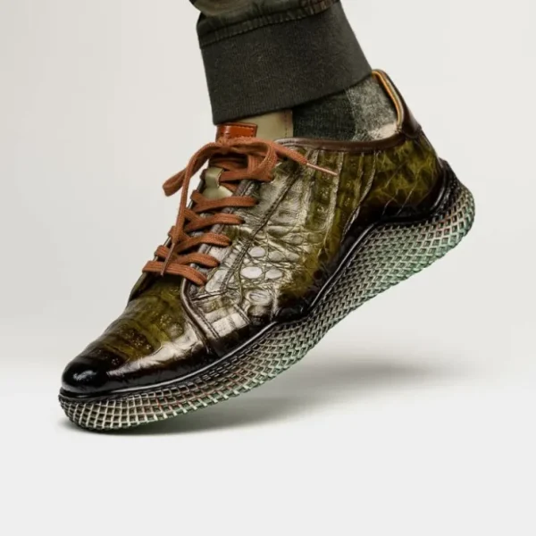 Sale Mezlan Crocodile Super Sneaker Olive Green (EXCLUSIVE) (AX4936-F) OliveGreen