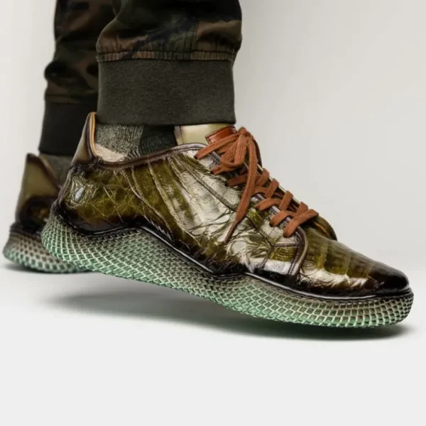 Sale Mezlan Crocodile Super Sneaker Olive Green (EXCLUSIVE) (AX4936-F) OliveGreen