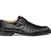 New Mezlan Gigolo Crocodile Monk Strap (50056-F) Black