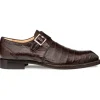 Shop Mezlan Gigolo Crocodile Monk Strap (50056-F) Brown