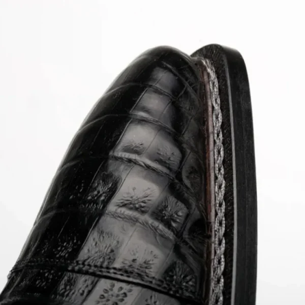 mezlan_giovane_fuscus_cro_3.webp Discount Mezlan Giovane Fuscus Crocodile Cap Toe Derby (50032-F) Black