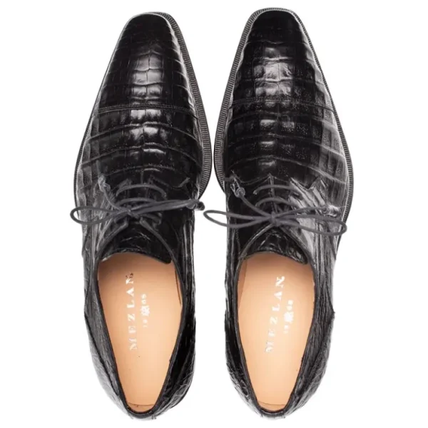 mezlan_giovane_fuscus_cro_4.webp Discount Mezlan Giovane Fuscus Crocodile Cap Toe Derby (50032-F) Black
