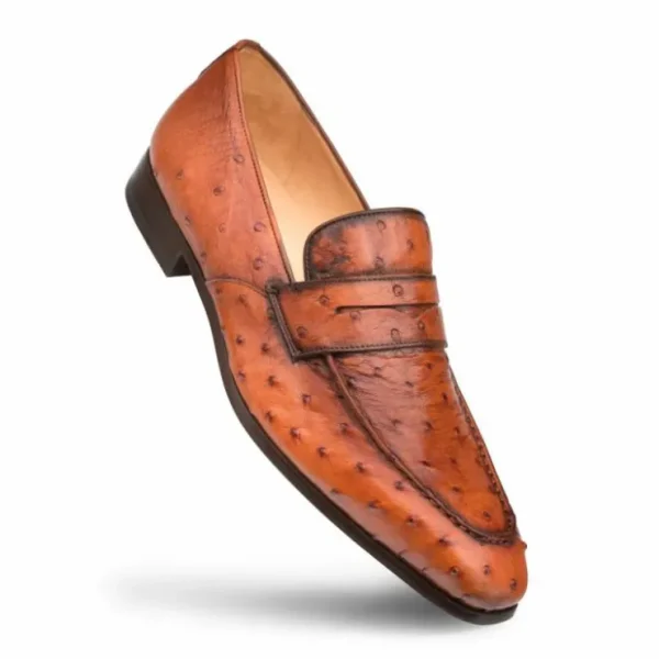 mezlan_lisbon_ostrich_qui_1-1.webp Shop Mezlan Lisbon Ostrich Quill Penny Loafers (4561-S) Brandy
