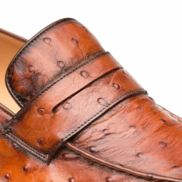 mezlan_lisbon_ostrich_qui_3-1.webp Shop Mezlan Lisbon Ostrich Quill Penny Loafers (4561-S) Brandy