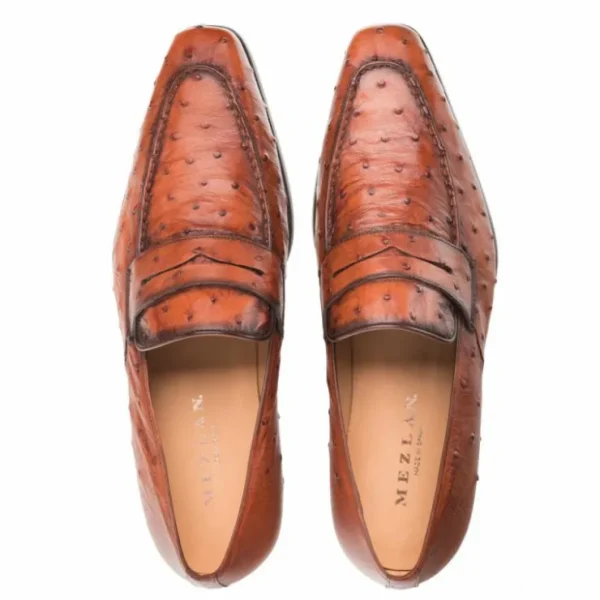 mezlan_lisbon_ostrich_qui_4-1.webp Shop Mezlan Lisbon Ostrich Quill Penny Loafers (4561-S) Brandy
