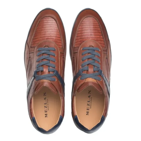 mezlan_lizard_amp_leather_4.webp Online Mezlan Lizard & Leather Sneaker Blue / Cognac (AX4873-L)