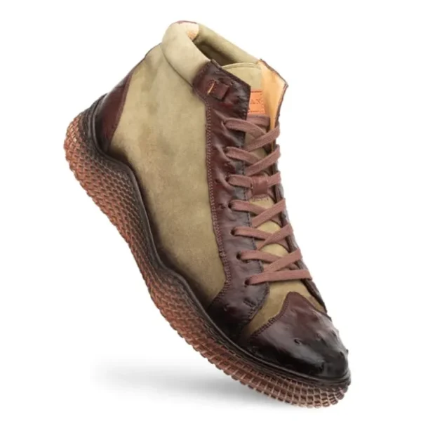 mezlan_militare_ostrich___1.webp New Mezlan Militare Ostrich / Suede Hi-Top Sneaker Brown / Green (4987-S)