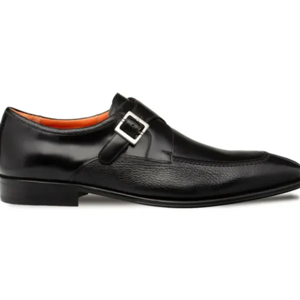 Store Mezlan Pego Deerskin Monk Strap (21158) Black