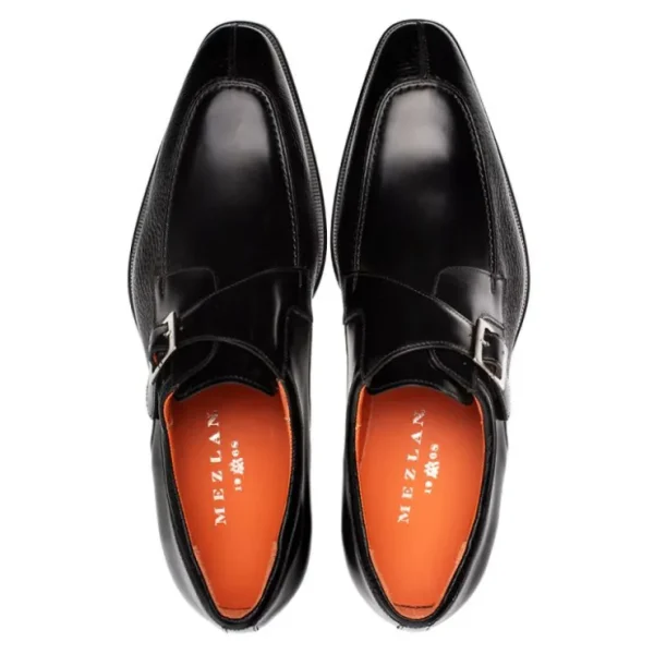 Store Mezlan Pego Deerskin Monk Strap (21158) Black