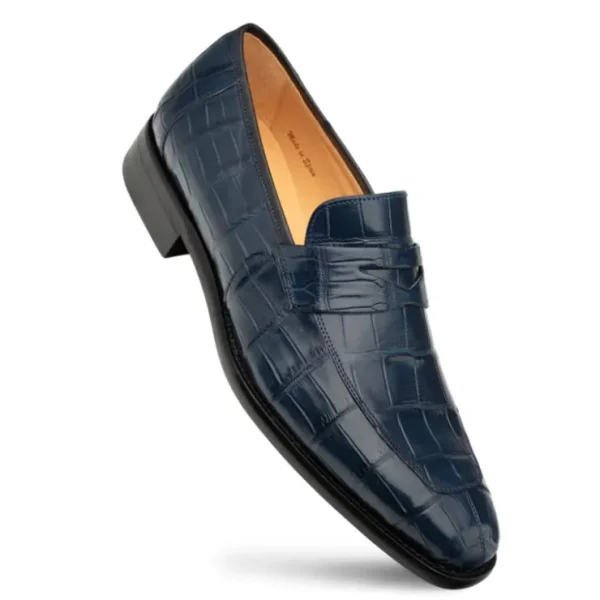 Cheap Mezlan Piccolo Alligator Penny Loafer (4954-J) Blue