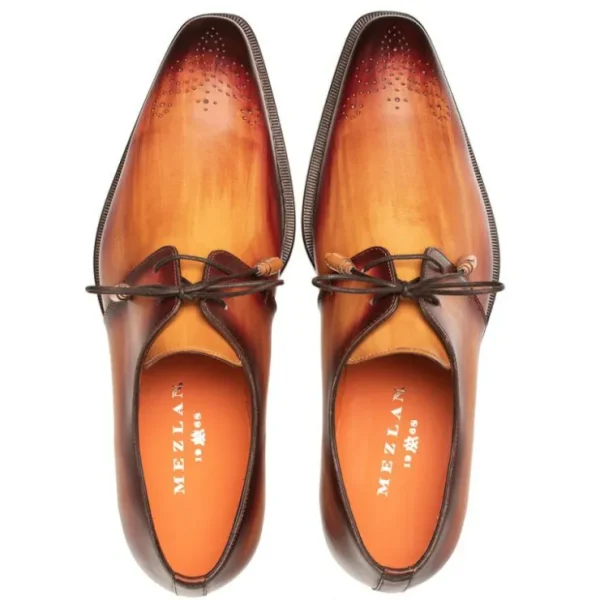 Cheap Mezlan Principe Patina Leather Derby Tan / Rust (20842)