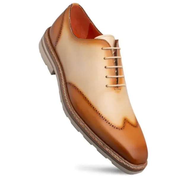 Online Mezlan Two-Tone Rubber Lite Oxford Tan/Bone (R20664)