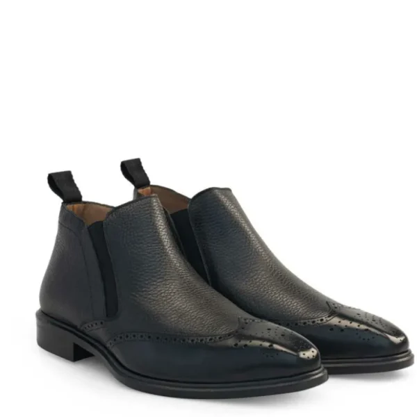 Outlet Mezlan Wing Tip Demi-Boot (21455) Black