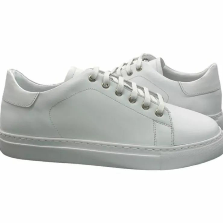 New Paolo Shoes Amadeo Low Top Leather Sneakers White