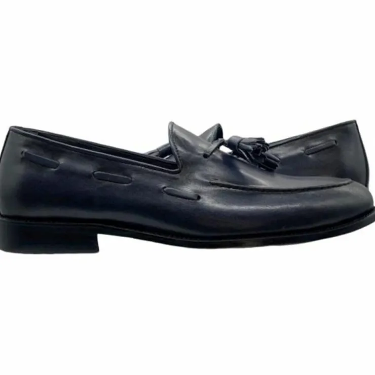 Fashion Paolo Shoes Giovanni Tassel Loafers Blue