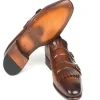New Paul Parkman Calfskin Double Monk Straps Brown