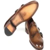 Sale Paul Parkman Calfskin Double Monk Strap Shoes Olive