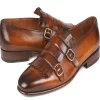 New Paul Parkman Calfskin Double Monk Straps Brown