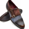 Hot Paul Parkman Cap Toe Monk Strap Shoes Blue / Brown