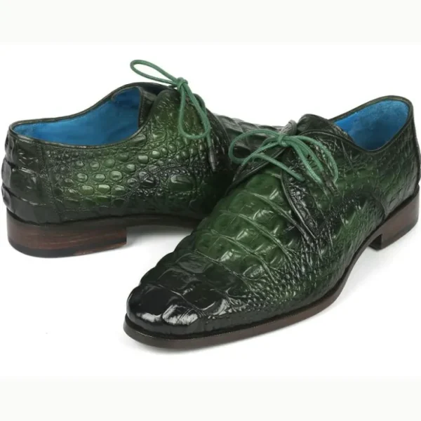 paul_parkman_croco_textur_1-2.webp New Paul Parkman Croco Textured Leather Derby Shoes Green