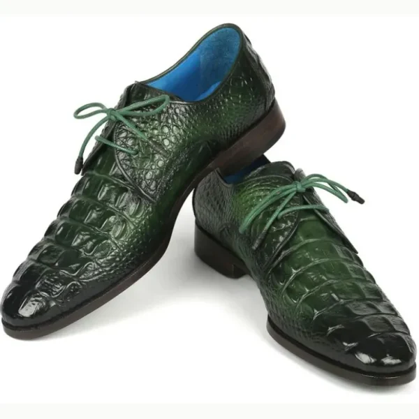 paul_parkman_croco_textur_3-2.webp New Paul Parkman Croco Textured Leather Derby Shoes Green