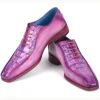 Best Sale Paul Parkman Croco Textured Leather Bicycle Toe Oxfords Purple