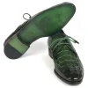 New Paul Parkman Croco Textured Leather Derby Shoes Green