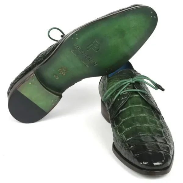 paul_parkman_croco_textur_4-2.webp New Paul Parkman Croco Textured Leather Derby Shoes Green