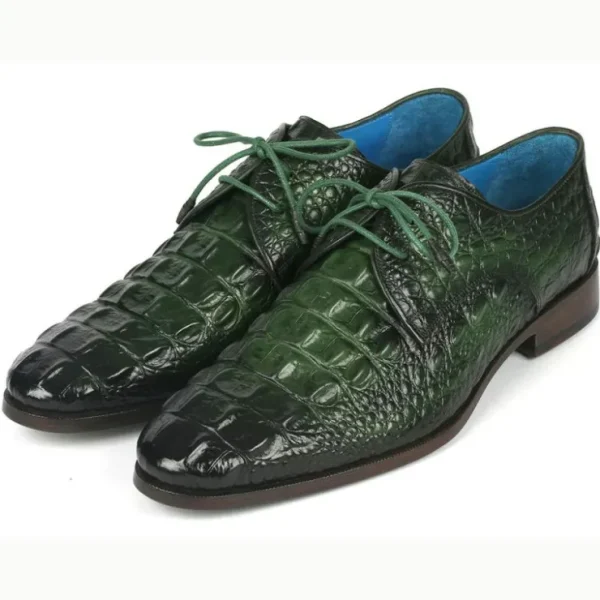 paul_parkman_croco_textur_5-2.webp New Paul Parkman Croco Textured Leather Derby Shoes Green