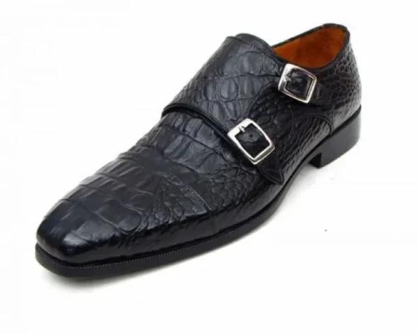 paul_parkman_crocodile_em_1-5.webp Best Sale Paul Parkman Crocodile Embossed Double Monk Strap Shoes Black