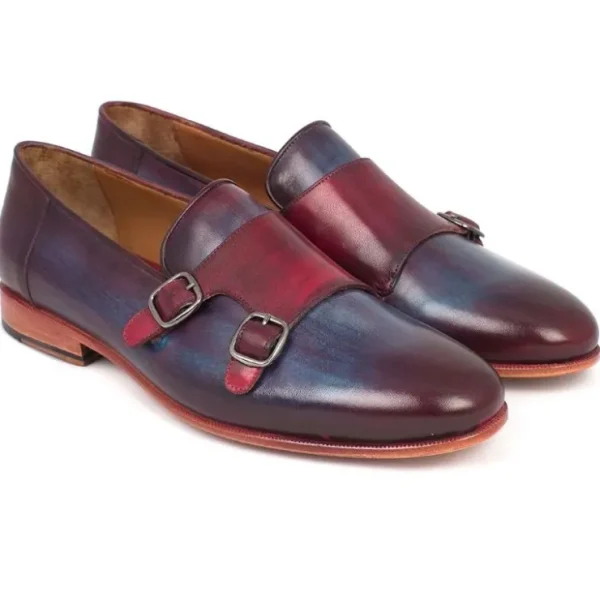 paul_parkman_double_monk__0-3.webp Cheap Paul Parkman Double Monk Strap Shoes Bordeaux / Navy