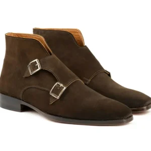 Online Paul Parkman Double Monkstrap Suede Ankle Boots Brown