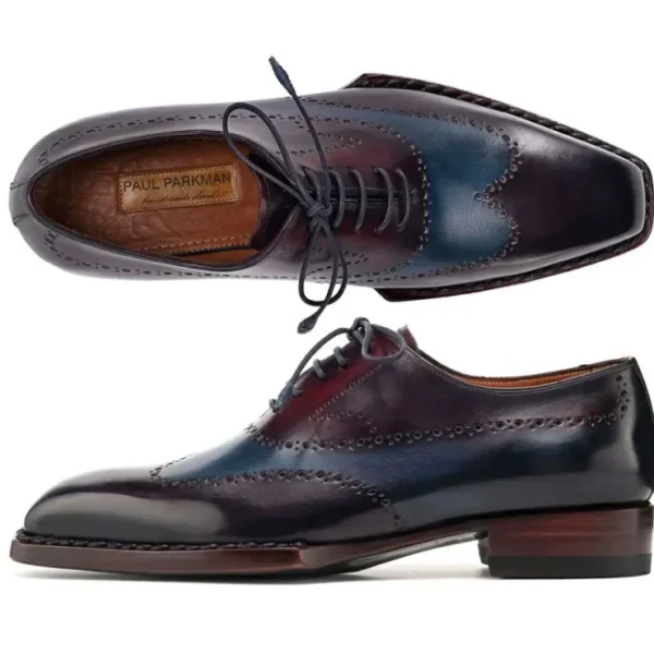 Discount Paul Parkman Goodyear Welted Wingtip Oxfords Bordeaux & Blue