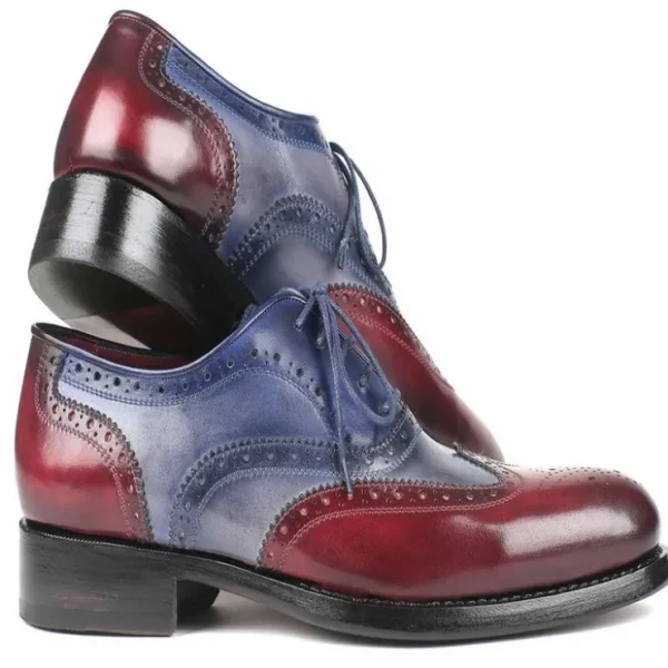 New Paul Parkman Goodyear Welted Wingtip Oxfords Bordeuax Grey Blue BordeuaxGreyBlue
