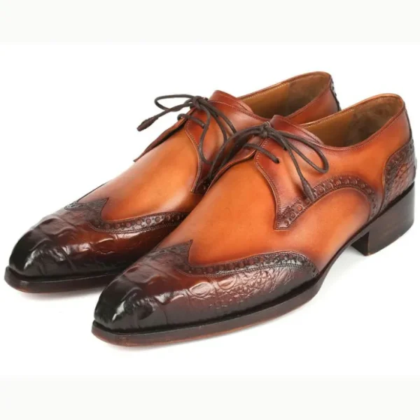 paul_parkman_goodyear_wel_5-8.webp Hot Paul Parkman Goodyear Welt Wingtip Derby Shoes Olive / Tan Olive/Tan