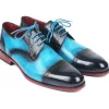 Hot Paul Parkman Leather Cap Toe Derby Shoes Blue & Turquoise Blue/Turquoise