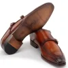 Discount Paul Parkman Leather Double Monkstrap Shoes Brown