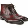 Cheap Paul Parkman Leather Goodyear Welted Wingtip Boots Bordeaux