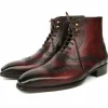 Cheap Paul Parkman Leather Goodyear Welted Wingtip Boots Bordeaux