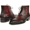 Cheap Paul Parkman Leather Goodyear Welted Wingtip Boots Bordeaux