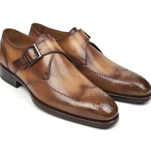 paul_parkman_leather_sing_0-1.webp Cheap Paul Parkman Leather Single Monk Straps Wingtip Shoes Brown & Camel Brown/Camel