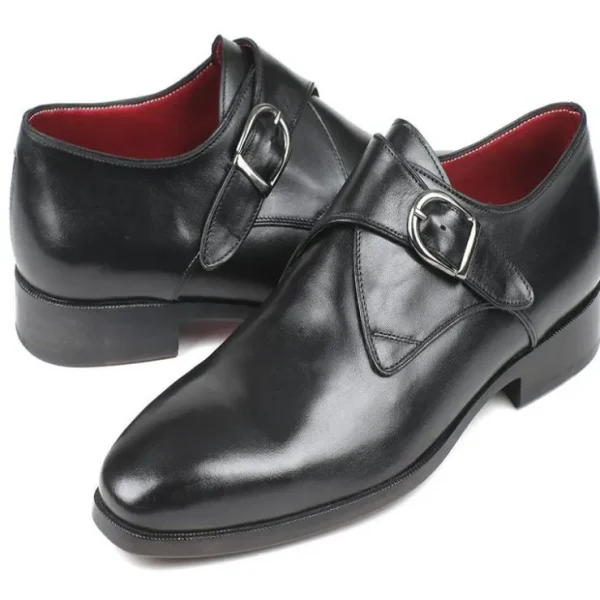 paul_parkman_leather_sing_1.webp Fashion Paul Parkman Leather Single Monk Strap Shoes Black ShoesBlack