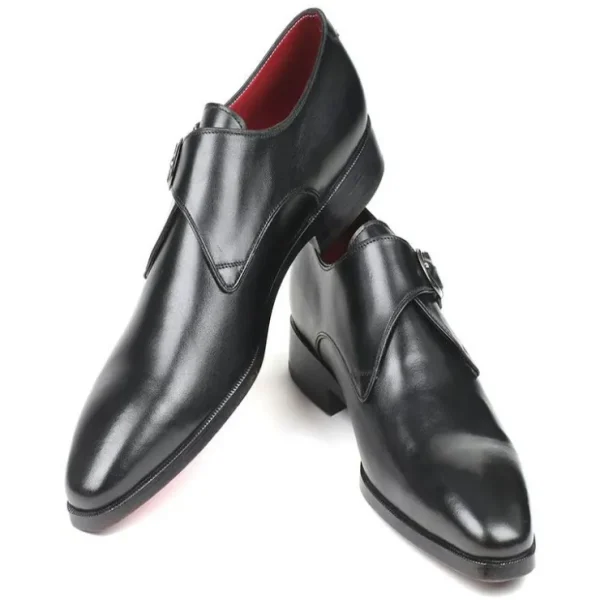 paul_parkman_leather_sing_3.webp Fashion Paul Parkman Leather Single Monk Strap Shoes Black ShoesBlack