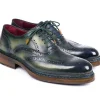Hot Paul Parkman Leather Wingtip Brogues Green & Blue Green/Blue