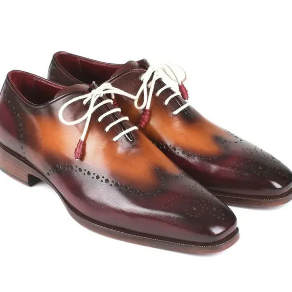 paul_parkman_leather_wing_0-6.webp Sale Paul Parkman Leather Wingtip Oxfords Bordeaux & Camel Bordeaux/Camel