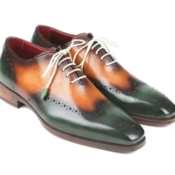 paul_parkman_leather_wing_0-8.webp Shop Paul Parkman Leather Wingtip Oxfords Green & Camel Green/Camel