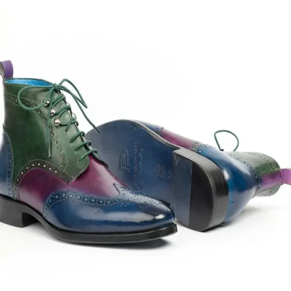 paul_parkman_leather_wing_3.webp Hot Paul Parkman Leather Wingtip Ankle Boots Three Tone Blue Purple Green BluePurpleGreen