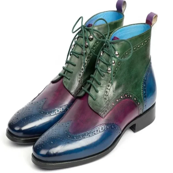 paul_parkman_leather_wing_5.webp Hot Paul Parkman Leather Wingtip Ankle Boots Three Tone Blue Purple Green BluePurpleGreen