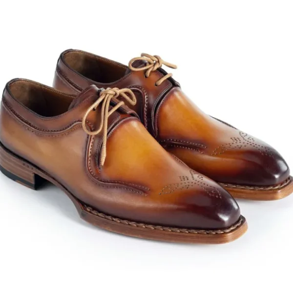 paul_parkman_mens_handwel_0-1.webp Outlet Paul Parkman Men's Hand-Welted Leather Derby Shoes Camel Brown