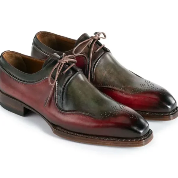 paul_parkman_mens_handwel_0-2.webp Discount Paul Parkman Men's Hand-Welted Leather Derby Shoes Green & Brown